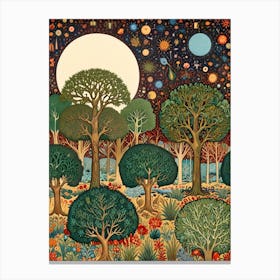 William Morris Moon And Trees 2 Canvas Print