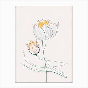 Lotus Flower In Garden Minimal Line Drawing 2 Canvas Print