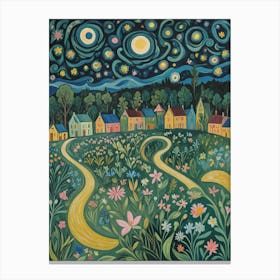 Starry Night Village Canvas Print