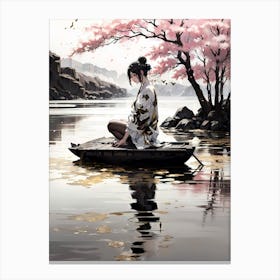 Asian Girl In A Boat Canvas Print