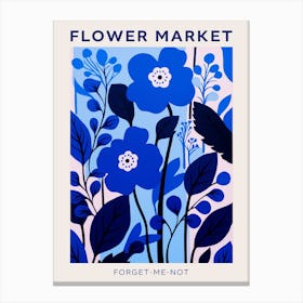 Blue Flower Market Poster Forget Me Not 1 Canvas Print