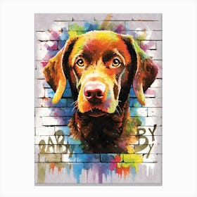 Aesthetic Chesapeake Bay Retriever Dog Puppy Brick Wall Graffiti Artwork Canvas Print