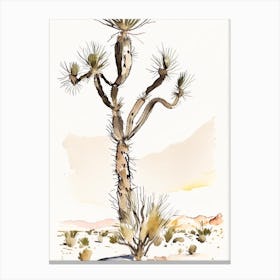 Joshua Tree By Desert Spring Minimilist Watercolour  (5) Canvas Print