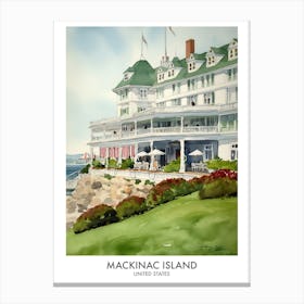 Mackinac Island 1 Watercolour Travel Poster Canvas Print