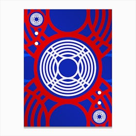 Geometric Glyph Abstract in White on Red and Blue Array n.0060 Canvas Print