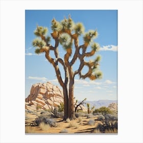  A Classic Oil Painting Of A Joshua Tree Neutral Colour 1 Canvas Print