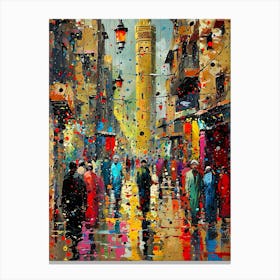 People Walking In The Rain Canvas Print