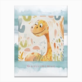 Cute Muted Pastel Gallimimus Dinosaur 2 Poster Canvas Print