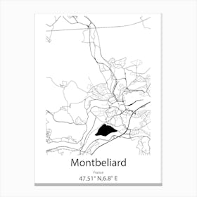 Montbeliard,France Minimalist Map Canvas Print