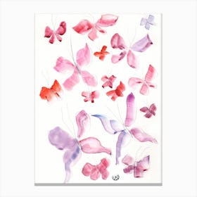 Be Not Afraid To Start Anew Watercolor Abstract Purple Pink Red Butterfly Vertical Light White Canvas Print