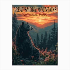 Vintage Great Smoky Mountains National Park Poster Canvas Print