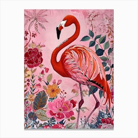 Floral Animal Painting Flamingo 2 Canvas Print