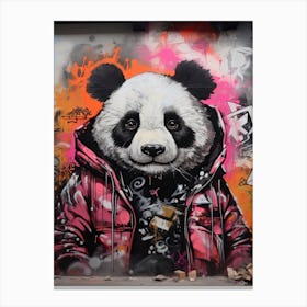 Panda Art In Street Art Style 4 Canvas Print