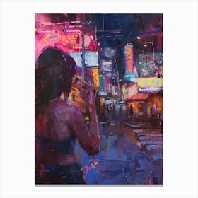 Girl At Night Canvas Print