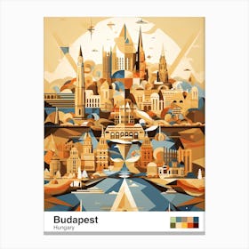 Budapest, Hungary, Geometric Illustration 1 Poster Canvas Print
