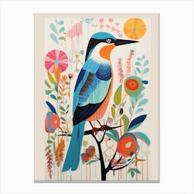 Colourful Scandi Bird Kingfisher 1 Canvas Print