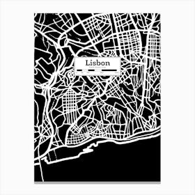 Lisbon City Map, Portugal — Hand-drawn map, vector black map Canvas Print