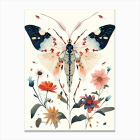 Colourful Insect Illustration Katydid 10 Canvas Print