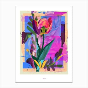 Tulip 1 Neon Flower Collage Poster Canvas Print