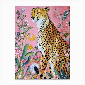 Floral Animal Painting Cheetah 2 Canvas Print