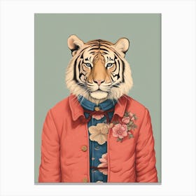 Tiger Illustrations Wearing A Blouse 3 Canvas Print