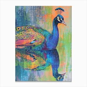 Peacock In The Water Sketch Canvas Print