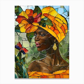 African Woman Stained Glass 4 Canvas Print