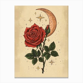 English Roses Painting Rose With The Moon 4 Canvas Print
