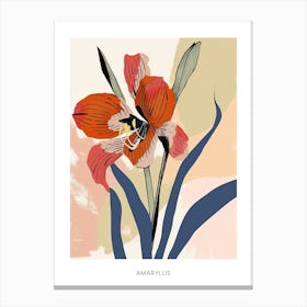 Colourful Flower Illustration Poster Amaryllis 3 Canvas Print