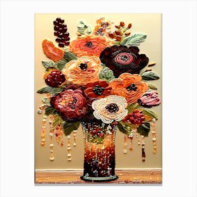 Beaded Flowers In A Vase Canvas Print