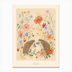 Folksy Floral Animal Drawing Hedgehog 9 Poster Canvas Print