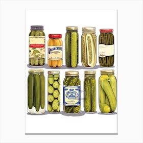 Pickles And Pickles Jars Illustration 3 Canvas Print