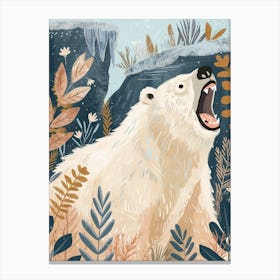 Polar Bear Growling Storybook Illustration 2 Canvas Print