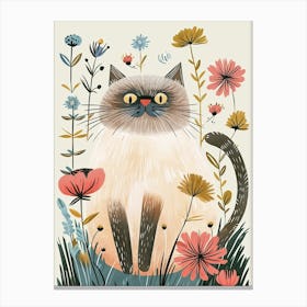 Himalayan Cat Storybook Illustration 2 Canvas Print