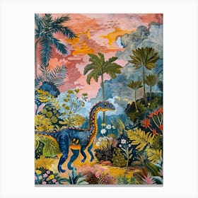 Colourful Dinosaur In The Wild Painting 4 Canvas Print