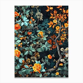 William Morris Inspired Flower Pattern Canvas Print