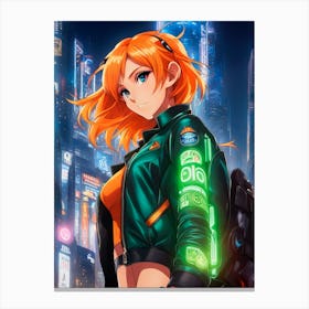 Anime Girl In A Futuristic City Canvas Print