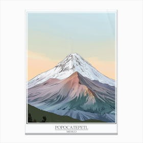 Popocatepetl Mexico Color Line Drawing 1 Poster Canvas Print