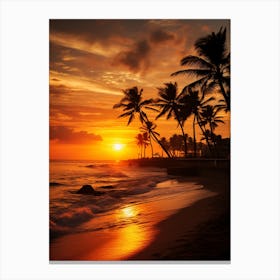 Galle Face Green Beach Colombo Sri Lanka, Vibrant Painting 2 Canvas Print