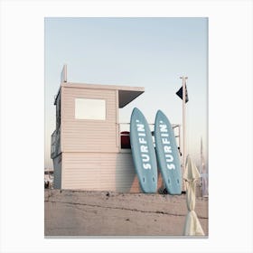 California Surfin' Beach Cabin Surfboards Canvas Print