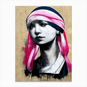 The Girl With The Pearl Earring Graffiti Street Art 2 Canvas Print