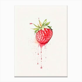 A Single Strawberry, Fruit, Minimalist Watercolour 2 Canvas Print