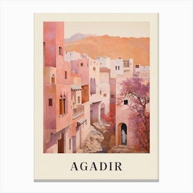 Agadir Morocco Vintage Pink Travel Illustration Poster Canvas Print