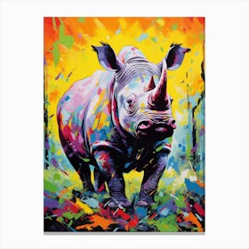 Paint Splash Dotty Rhino 8 Canvas Print