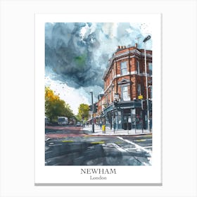 Newham London Borough   Street Watercolour 3 Poster Canvas Print