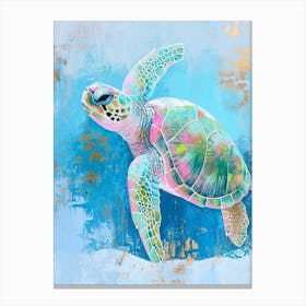 Pastel Pink & Blue Sea Turtle 1 Canvas Print