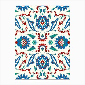 Turkish Rug - Iznik Turkish pattern, floral decor Canvas Print