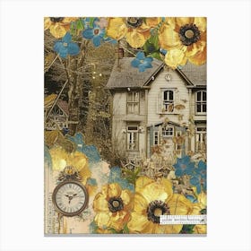 Dried Flowers Scrapbook Collage Cottage 2 Canvas Print