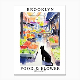 Food Market With Cats In Brooklyn 2 Poster Canvas Print