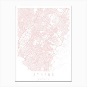 Athens Greece Light Pink Minimal Street Map Canvas Print